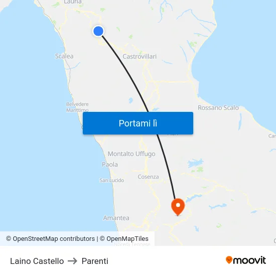 Laino Castello to Parenti map