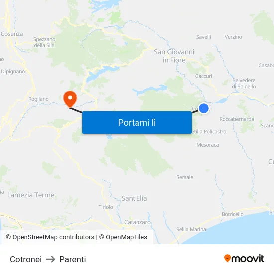 Cotronei to Parenti map