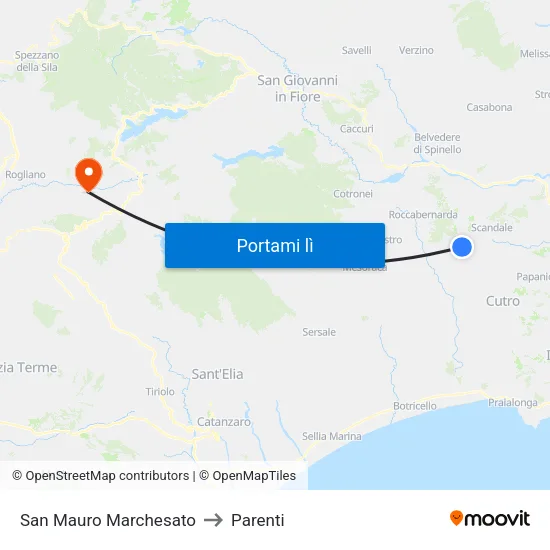 San Mauro Marchesato to Parenti map