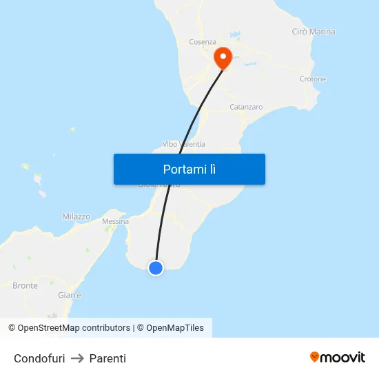 Condofuri to Parenti map