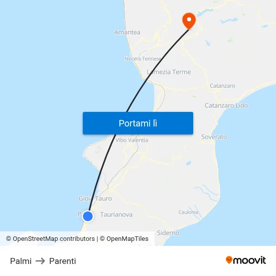 Palmi to Parenti map