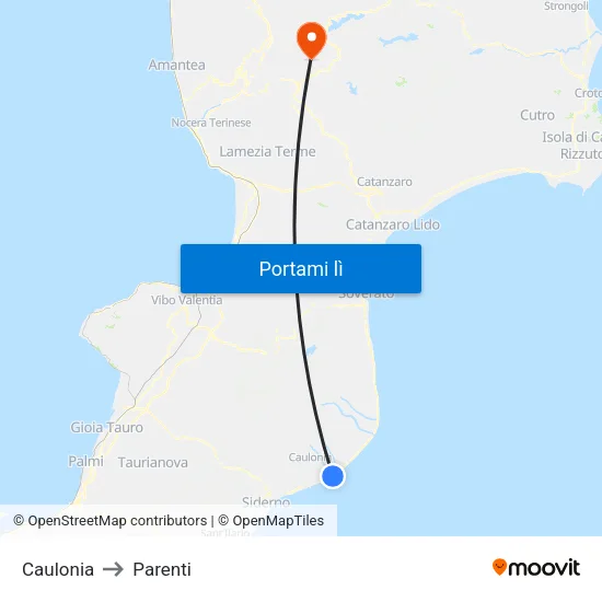 Caulonia to Parenti map