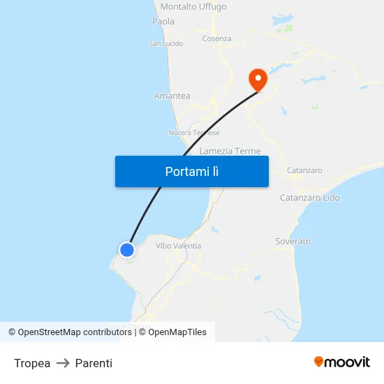 Tropea to Parenti map