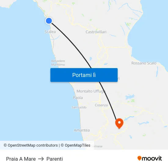 Praia A Mare to Parenti map