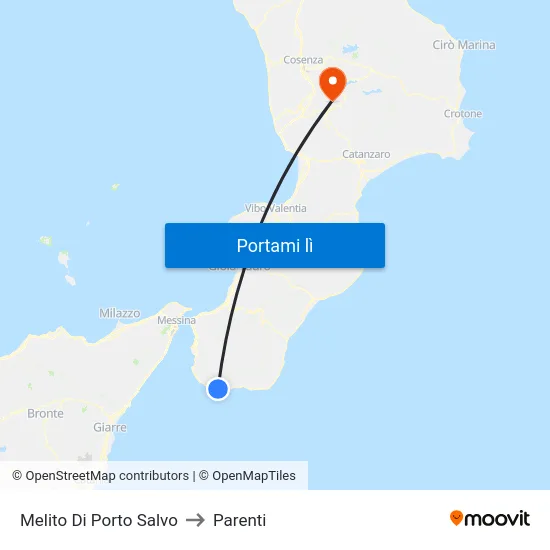 Melito Di Porto Salvo to Parenti map
