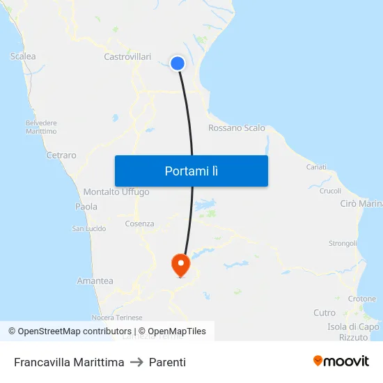 Francavilla Marittima to Parenti map