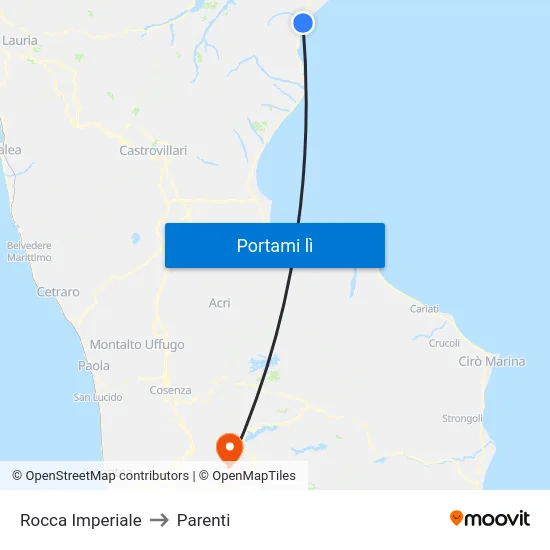 Rocca Imperiale to Parenti map