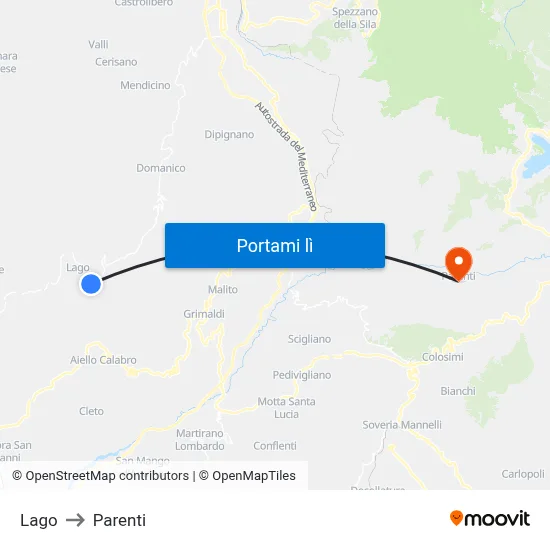Lago to Parenti map