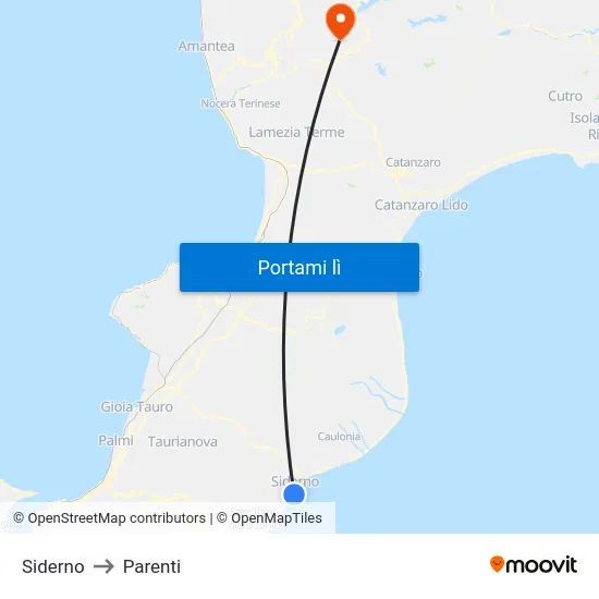Siderno to Parenti map