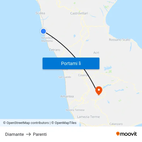Diamante to Parenti map