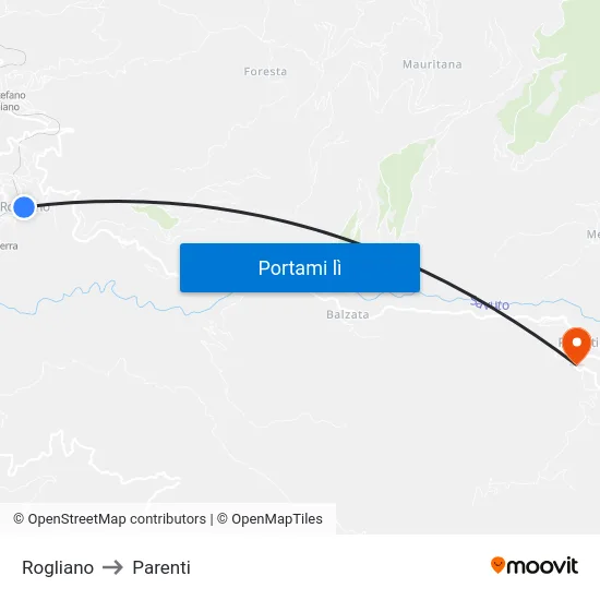 Rogliano to Parenti map
