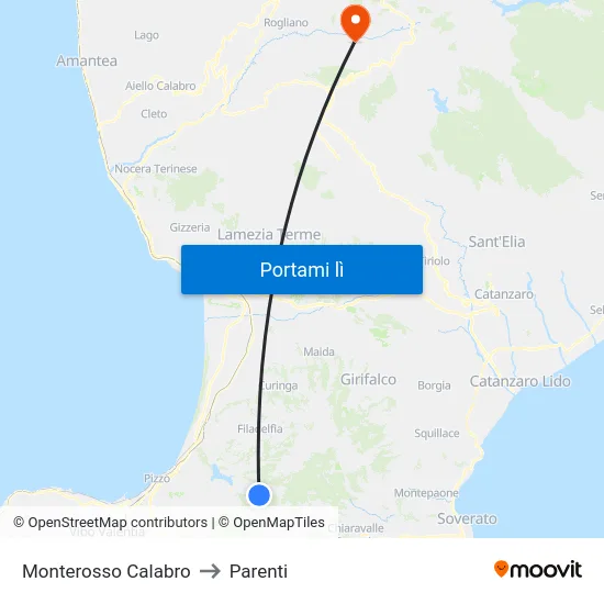 Monterosso Calabro to Parenti map