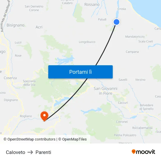 Caloveto to Parenti map