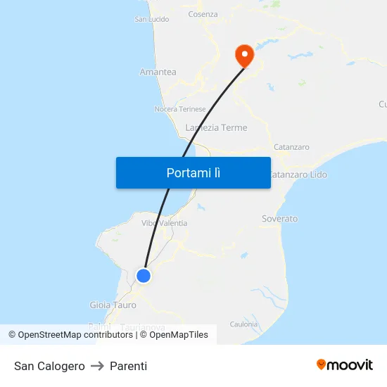 San Calogero to Parenti map