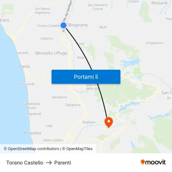 Torano Castello to Parenti map