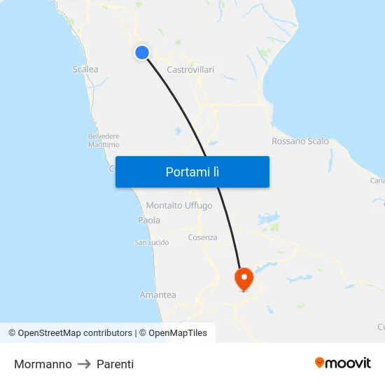 Mormanno to Parenti map