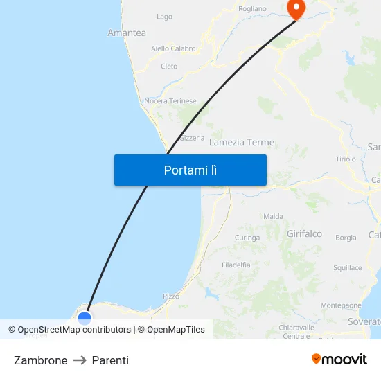 Zambrone to Parenti map