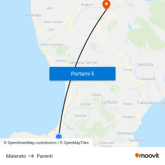 Maierato to Parenti map