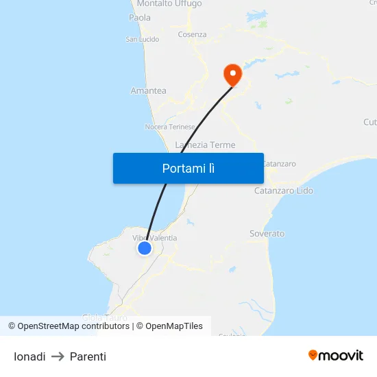 Ionadi to Parenti map