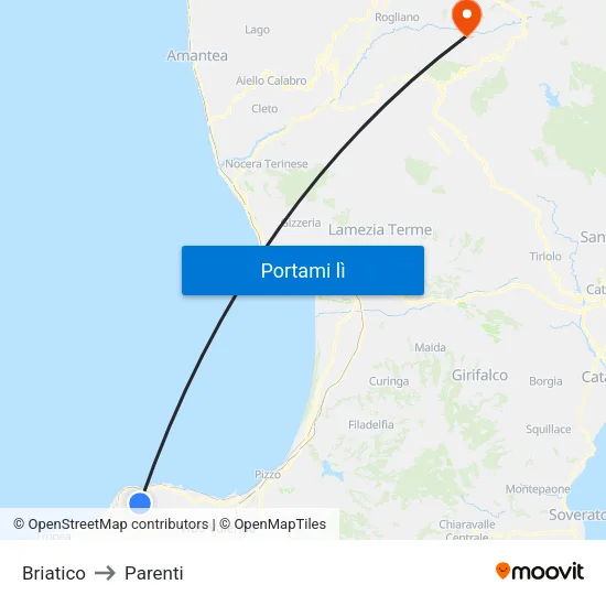 Briatico to Parenti map