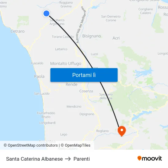 Santa Caterina Albanese to Parenti map