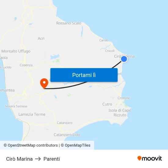 Cirò Marina to Parenti map