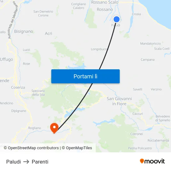 Paludi to Parenti map