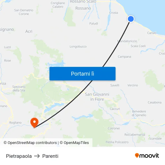 Pietrapaola to Parenti map