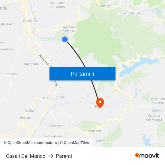 Casali Del Manco to Parenti map