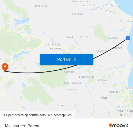 Melissa to Parenti map