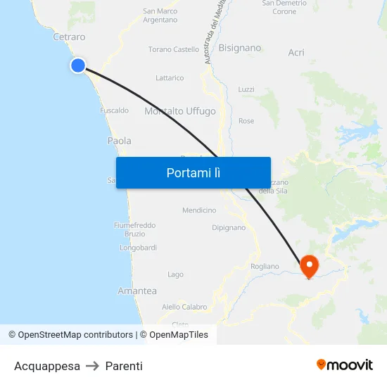 Acquappesa to Parenti map
