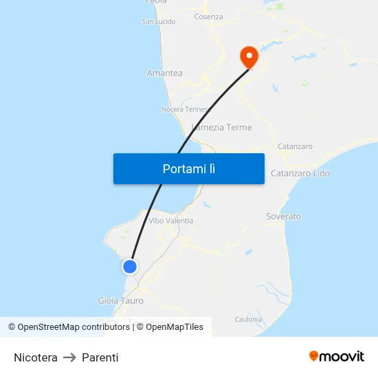Nicotera to Parenti map