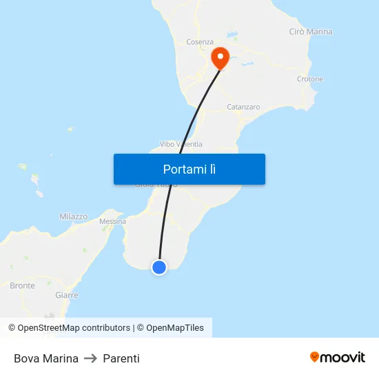 Bova Marina to Parenti map