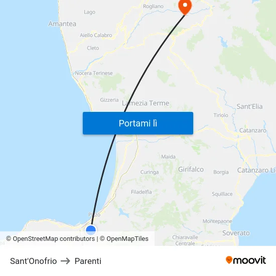 Sant'Onofrio to Parenti map