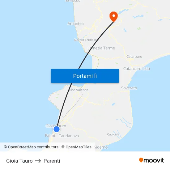 Gioia Tauro to Parenti map