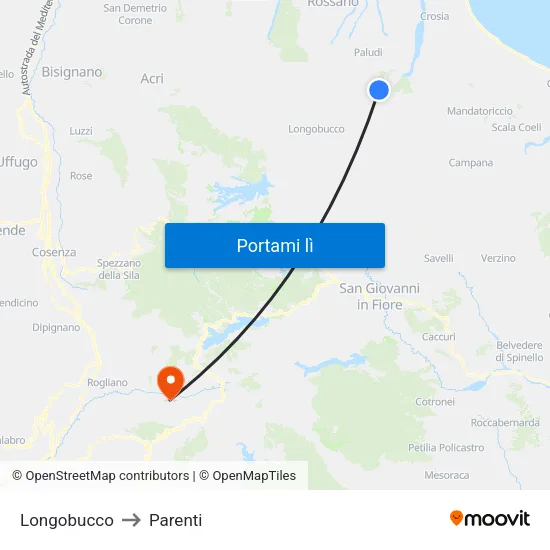 Longobucco to Parenti map