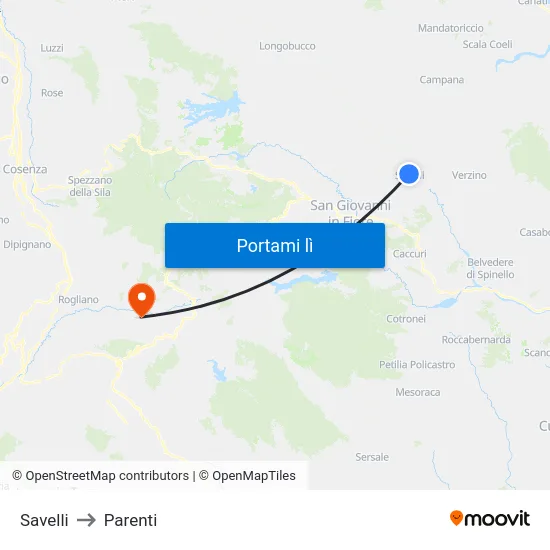 Savelli to Parenti map