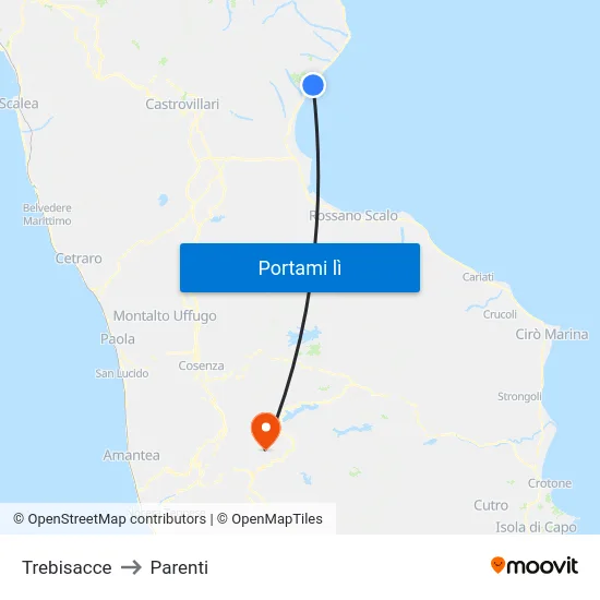 Trebisacce to Parenti map