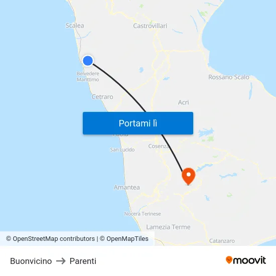 Buonvicino to Parenti map