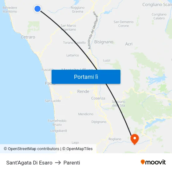 Sant'Agata Di Esaro to Parenti map