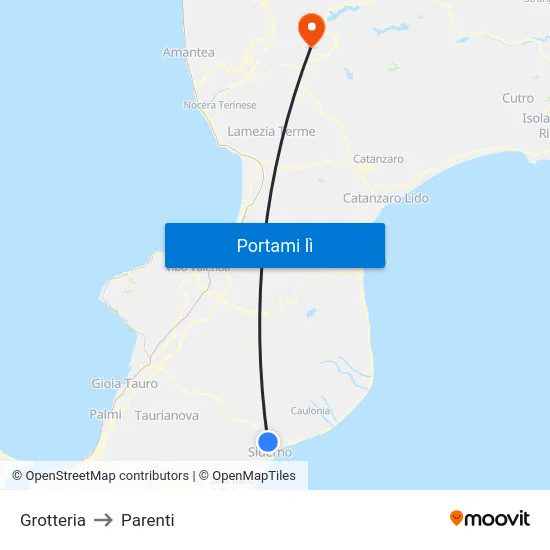 Grotteria to Parenti map