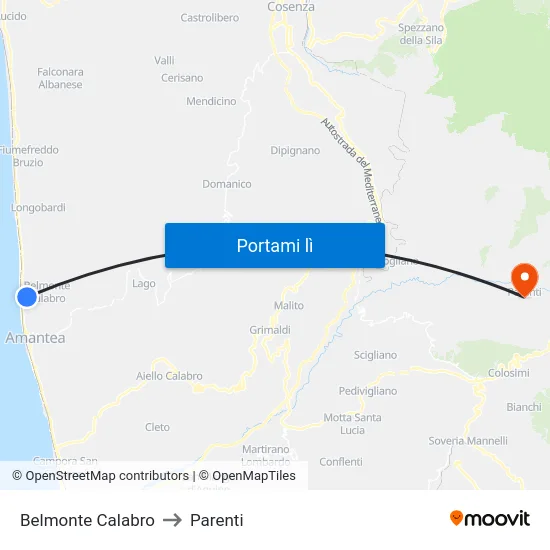 Belmonte Calabro to Parenti map