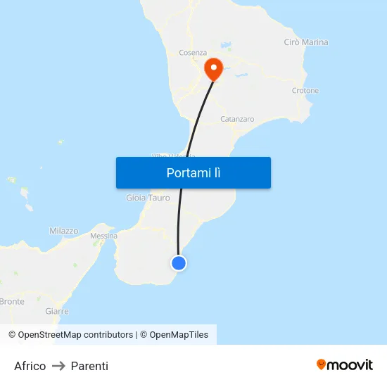 Africo to Parenti map