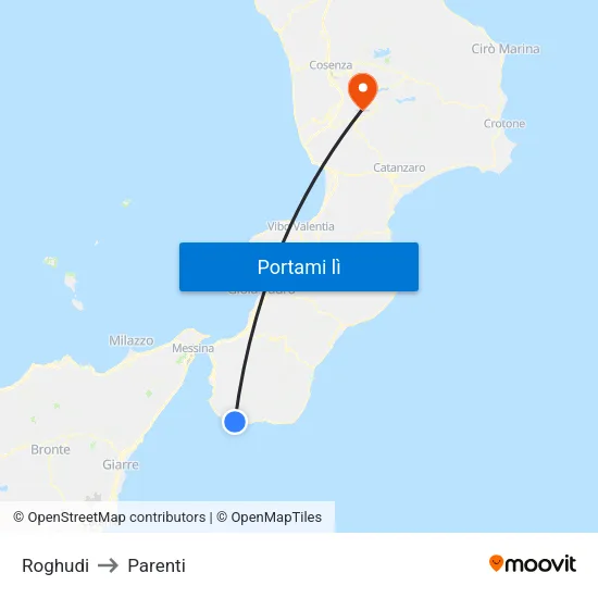 Roghudi to Parenti map