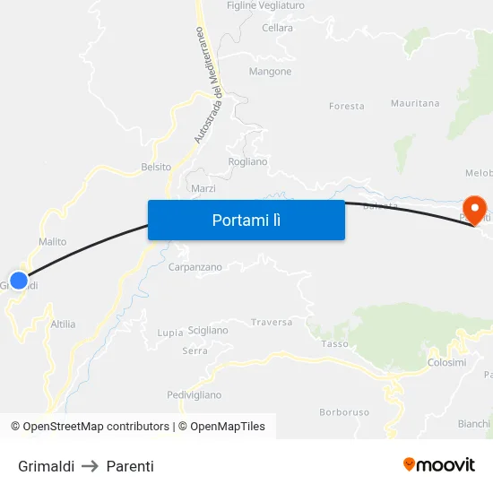 Grimaldi to Parenti map