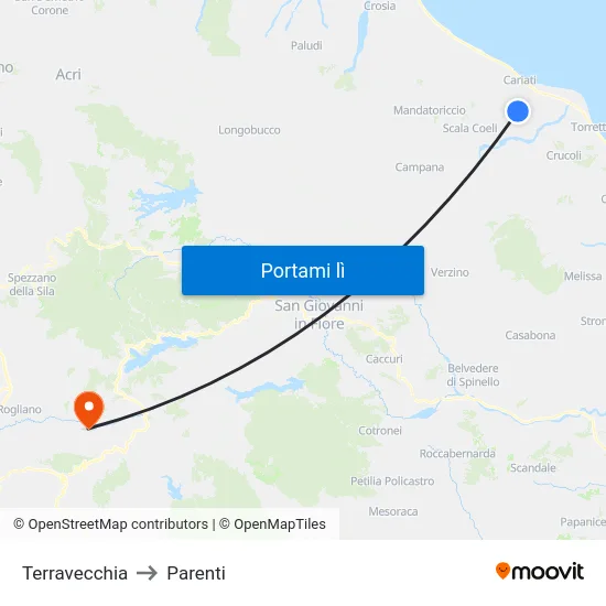 Terravecchia to Parenti map