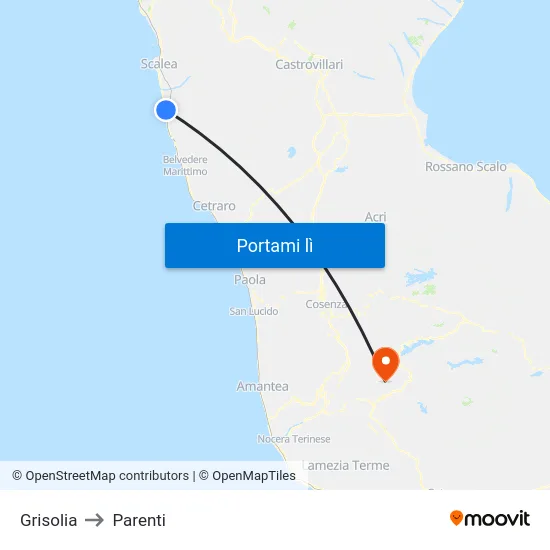 Grisolia to Parenti map