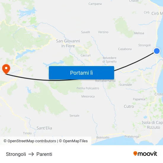 Strongoli to Parenti map