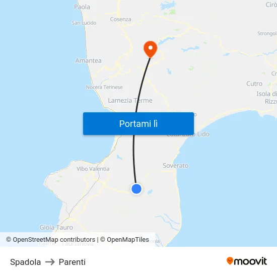 Spadola to Parenti map