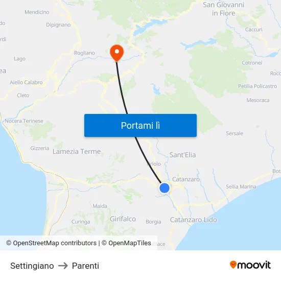 Settingiano to Parenti map